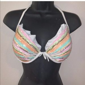 Victoria Secret Biki Top White w Sparkle 34DD